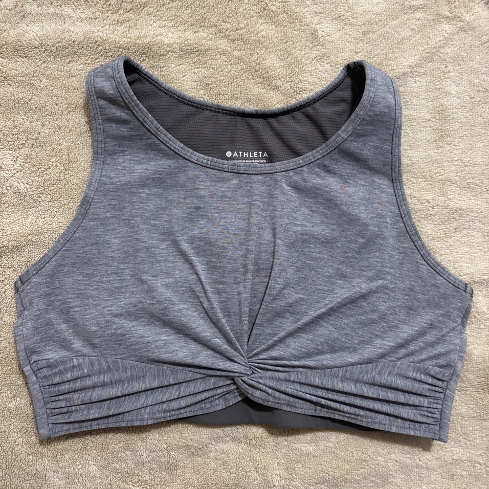Sport Bra Top Athleta Gray Twist Front Woman’s Size M
